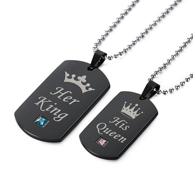 Her King His Queen Couples Necklace Set Necklace Supply and Vibe Her King/His Queen 1 