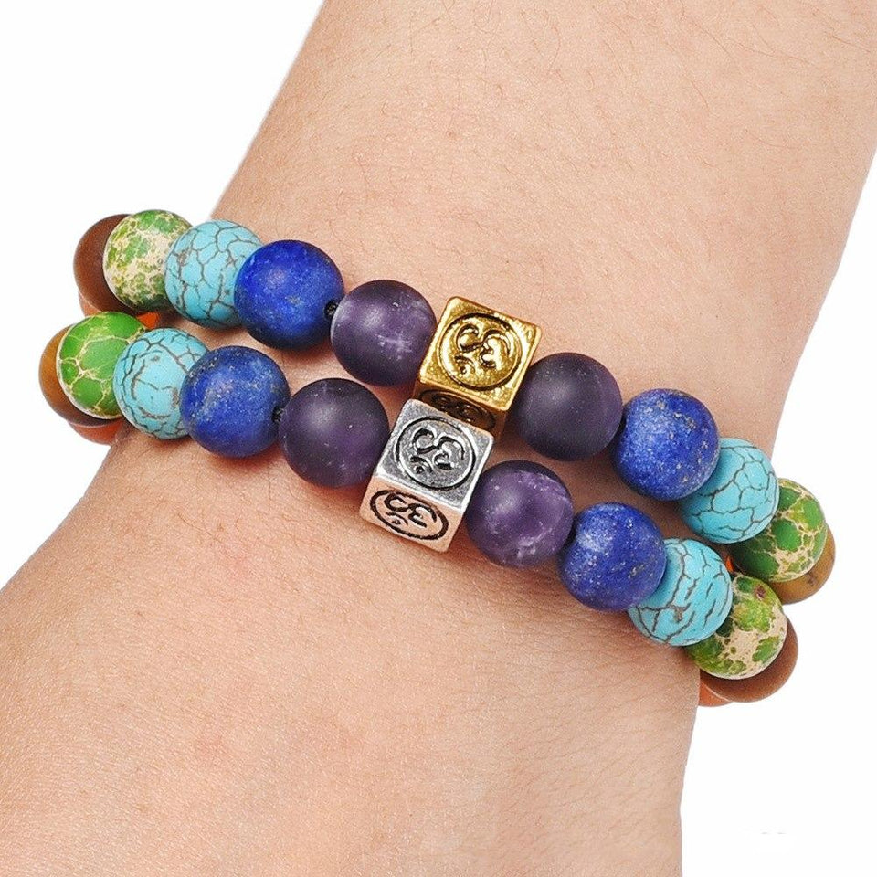 Natural Stone Chakra Charm Bracelet Bracelet Supply and Vibe 