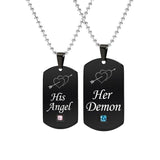 Her King His Queen Couples Necklace Set Necklace Supply and Vibe His Angel/Her Demon 
